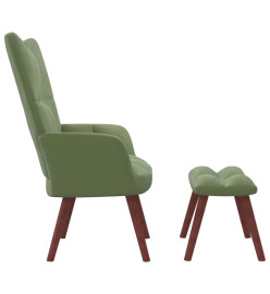 Chaise de relaxation avec repose-pied Vert clair Velours