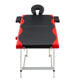 Table de massage pliable 2 zones Aluminium Noir et rouge