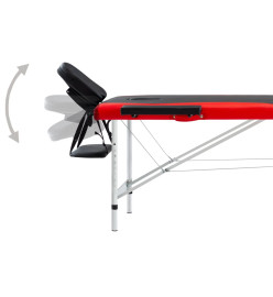 Table de massage pliable 2 zones Aluminium Noir et rouge