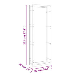 Portant de bois de chauffage 80x28x222 cm acier inoxydable