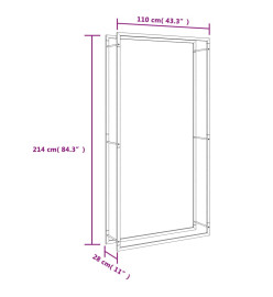 Portant de bois de chauffage 110x28x214 cm acier inoxydable