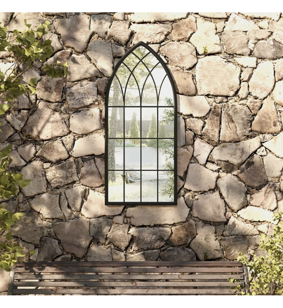 Miroir de jardin Noir 100x45 cm Fer pour utilisation extérieure