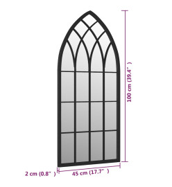 Miroir de jardin Noir 100x45 cm Fer pour utilisation extérieure