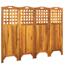 Cloison de séparation 4 panneaux 161x2x120 cm Bois d'acacia