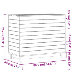 Panier à linge blanc 88,5x44x76 cm Bois massif de pin