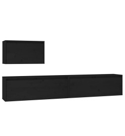 Meubles TV 3 pcs Noir Bois massif de pin