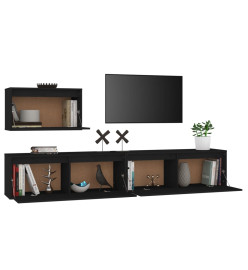 Meubles TV 3 pcs Noir Bois massif de pin