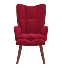 Chaise de relaxation avec repose-pied Rouge bordeaux Velours