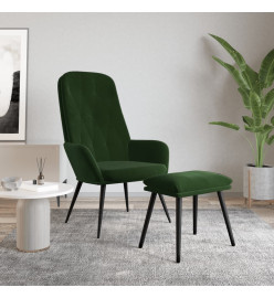 Chaise de relaxation avec repose-pied Vert foncé Velours