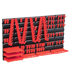 Kit de stockage avec panneaux muraux 71 pcs Rouge et noir