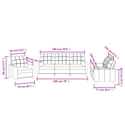 Ensemble de canapés 3 pcs avec coussins crème tissu