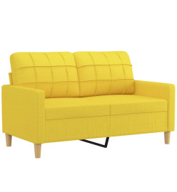 Ensemble de canapés 2 pcs avec coussins jaune clair tissu