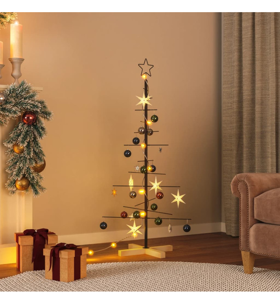 Arbre de Noël en métal avec base en bois noir 120 cm