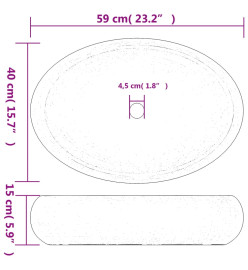 Vasque à poser marron et bleu ovale 59x40x15 cm céramique