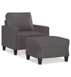 Fauteuil avec repose-pied Gris 60 cm Similicuir