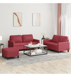 Ensemble de canapés 3 pcs et coussins Rouge bordeaux Similicuir