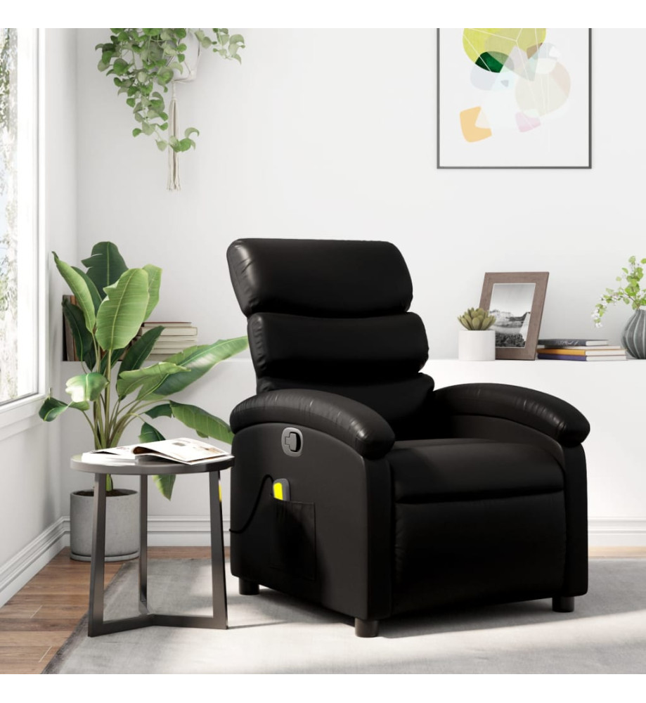 Fauteuil de massage inclinable Noir Similicuir