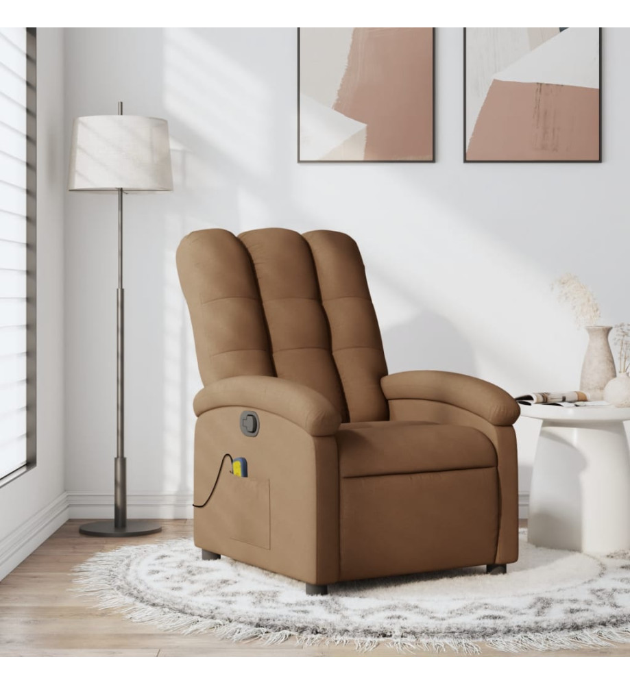 Fauteuil de massage inclinable Marron Tissu