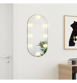 Miroir avec éclairage LED 80x40 cm Verre Ovale