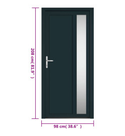 Porte d'entrée anthracite 98x208 cm PVC