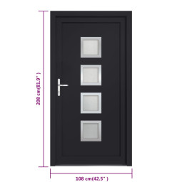 Porte d'entrée anthracite 108x208 cm PVC