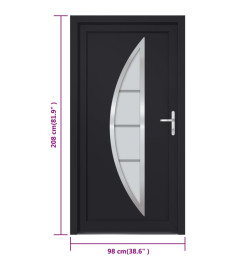 Porte d'entrée anthracite 98x208 cm PVC