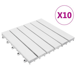 Carreaux de terrasse 10 pcs Blanc 30x30 cm Bois d'acacia solide