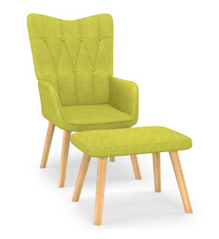 Chaise de relaxation avec tabouret Vert Tissu