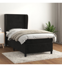 Lit à sommier tapissier avec matelas Noir 90x190 cm Velours