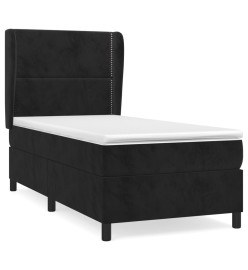 Lit à sommier tapissier avec matelas Noir 90x190 cm Velours