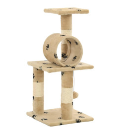 Arbre à chat avec griffoir en sisal 65 cm Beige Motif de pattes