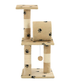 Arbre à chat avec griffoir en sisal 65 cm Beige Motif de pattes