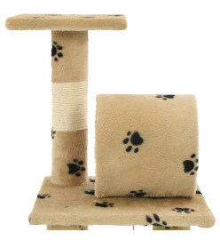 Arbre à chat avec griffoir en sisal 65 cm Beige Motif de pattes