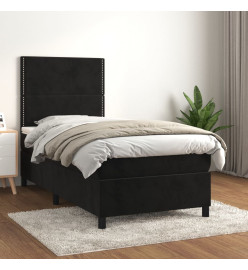 Lit à sommier tapissier avec matelas Noir 100x200 cm Velours