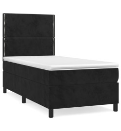 Lit à sommier tapissier avec matelas Noir 100x200 cm Velours
