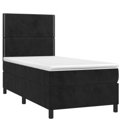 Lit à sommier tapissier avec matelas Noir 100x200 cm Velours