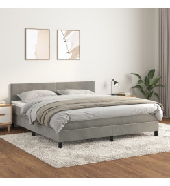 Lit à sommier tapissier et matelas Gris clair 180x200cm Velours