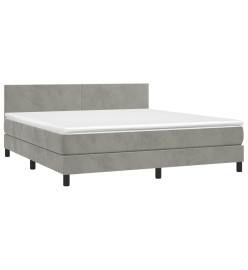 Lit à sommier tapissier et matelas Gris clair 180x200cm Velours