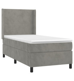 Sommier tapissier et matelas et LED Gris clair 90x190cm Velours