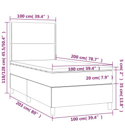 Sommier tapissier avec matelas et LED Noir 100x200 cm Velours