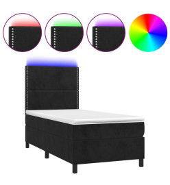 Sommier tapissier avec matelas et LED Noir 90x190 cm Velours