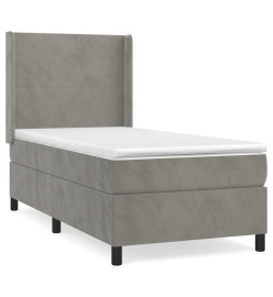 Lit à sommier tapissier et matelas Gris clair 90x200 cm Velours
