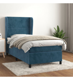 Lit à sommier tapissier avec matelas Bleu foncé 90x200 cm