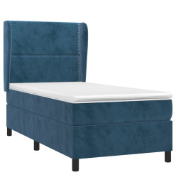 Lit à sommier tapissier avec matelas Bleu foncé 90x200 cm