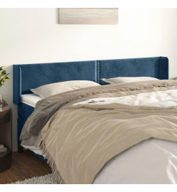 Tête de lit avec oreilles Bleu foncé 183x16x78/88 cm Velours