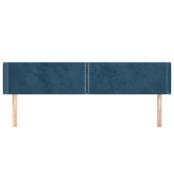 Tête de lit avec oreilles Bleu foncé 183x16x78/88 cm Velours