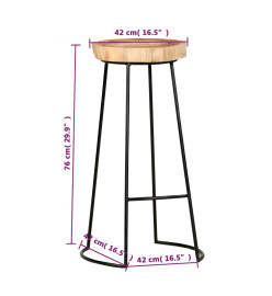 Tabourets de bar lot de 2 bois d'acacia massif