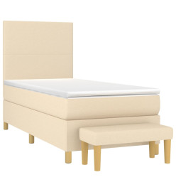 Lit à sommier tapissier avec matelas Crème 90x200 cm Tissu