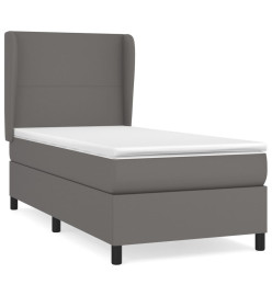 Lit à sommier tapissier avec matelas Gris 90x200 cm Similicuir