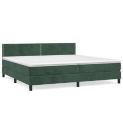 Lit à sommier tapissier et matelas Vert foncé 200x200cm Velours